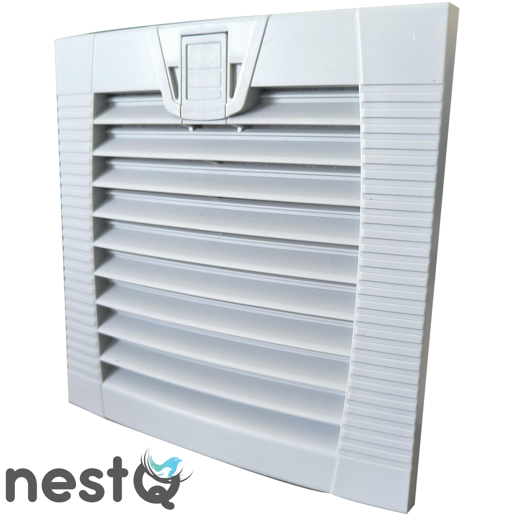 Griglia con filtro per ventola per protezione dalla polvere - ABS, dimensioni 156 x 156 mm, adatto per ventilatore 120 x 120 mm, colore grigio