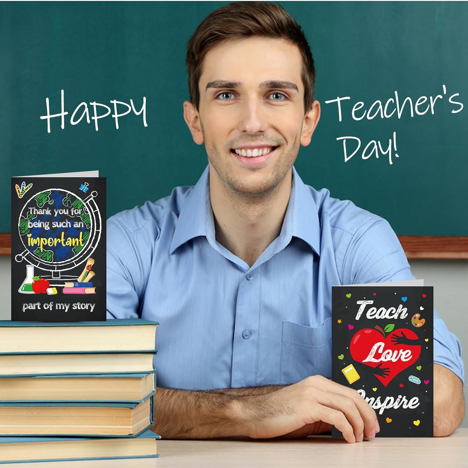 DPKOW Thank You Teacher Cards Multipack, Best Teacher Cards Thank You Teacher Greeting Cards with Envelopes - Image 4