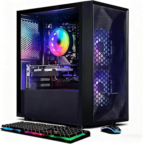 STGAubron Gaming PC Computer Desktop, Intel Core i5 up to 3.6G, Radeon RX 550, 16G RAM, 512G SSD, WiFi 6, BT 5.0, RGB Fan x2, Windows 11 Home