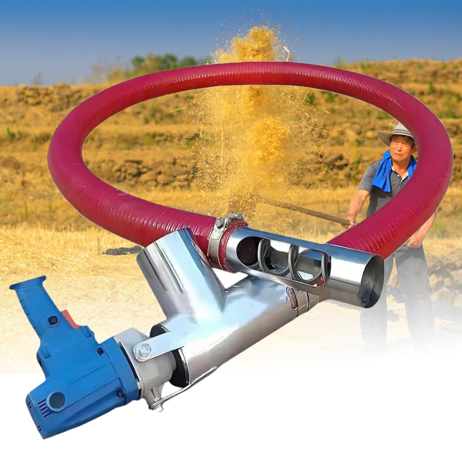 Sinfín De Grano De Alta Resistencia, Máquina Succión Portátil De 100–200Kg/Min, Transportador De Tornillo Industrial con Manguera Flexible, para La Limpieza Granos, Cemento 300cm