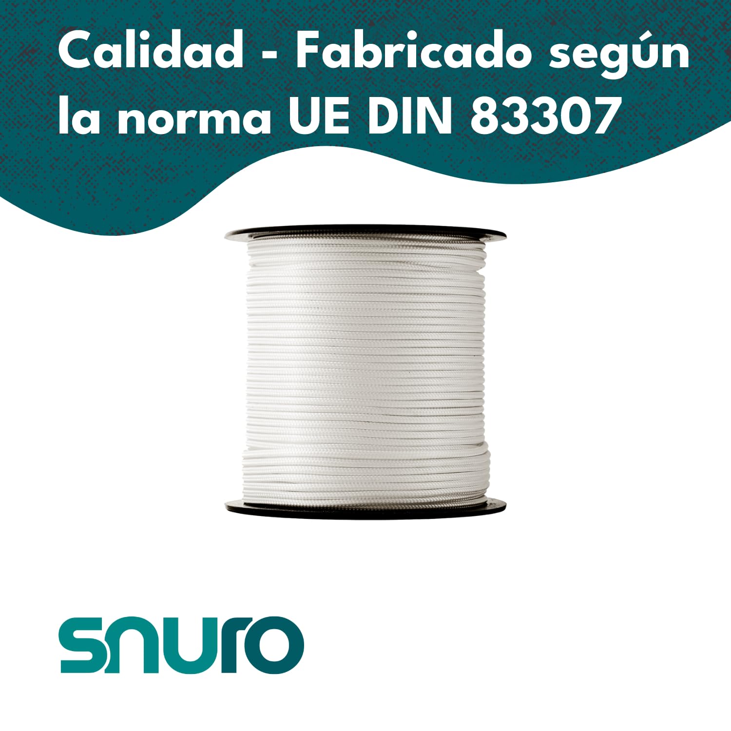Cuerda de nailon (4 mm, 50 m, color blanco) – Cuerda de paracord con material de nailon fuerte – resistente al desgarro y ligera
