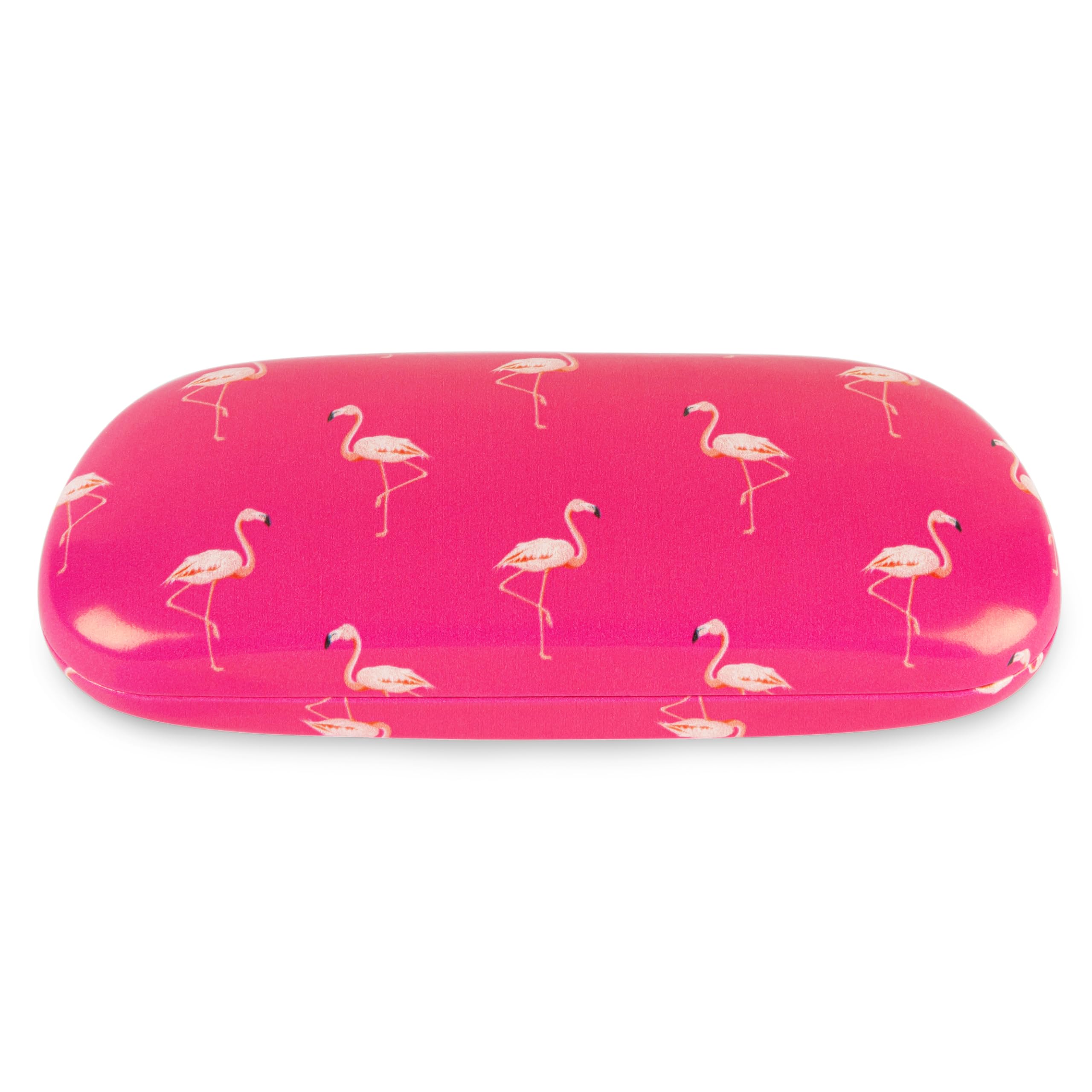 LAGO TERRA Pink Flamingo Print Hard Shell Glasses Case - Pink (Medium)