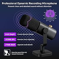 Vista 2 de NearStream Micrófono dinámico XLR/USB para transmisión/juego/grabación, micrófono de podcast con cancelación de ruido encendido/apagado, botón
