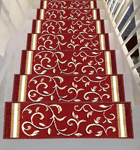 Gloria Rug Non-Slip Rubber Back Stair Treads - Skid Resistant Stair Mats - Set of 7 (8.5 x 26) (7, Stair-1963)