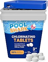 Pool Shark 3-Inch Slow-Dissolving Chlorine Tablets 25 lbs - 90% Active Trichlor for Pools, Spas, Hot Tubs