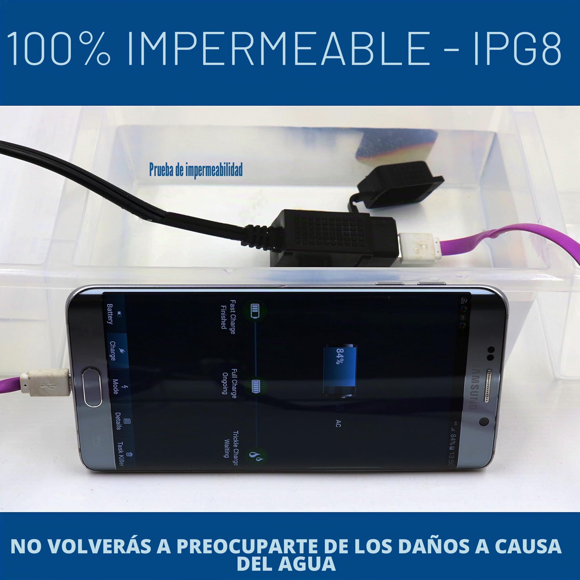 MOTOPOWER MP0609EA - Cargador Doble USB para Motocicleta (3,1 A, Impermeable, con arneses SAE)