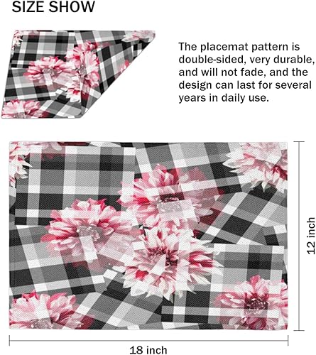 Miniatura 4 de Flower Decor Theme Placemats Set of 4 Table Mats Washable Placemat Waterproof Place Mats for Party Home Dining Table Decor 18x12 in