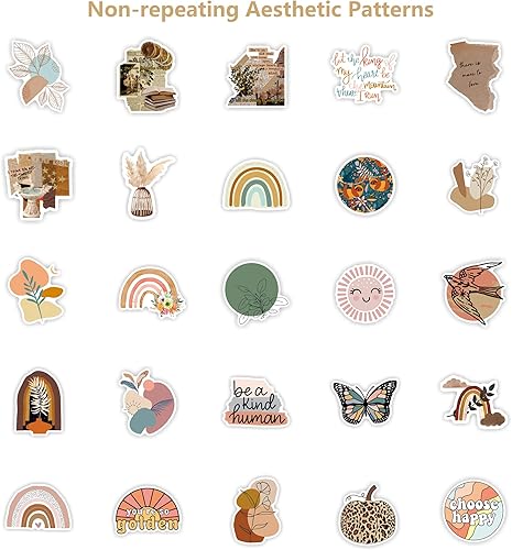 Vista 2 de Calcomanías estéticas vintage, 50 unidades, vinilo impermeable para botellas de agua, laptop, teléfono, computadora, guitarra (1)