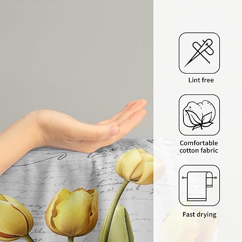 Miniatura 4 de Juego de 2 toallas de mano con diseño floral de tulipán, suaves y absorbentes, toallas decorativas para baño, secado rápido, para hotel, gimnasio,