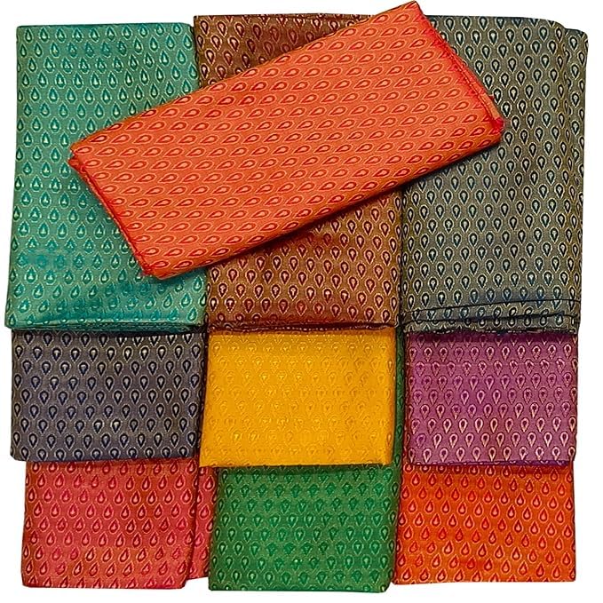 Women's Jacquard Unstitched 1 Meter Blouse Piece Pack of 10 | Blouse Piece Combo Set for Gifting-image-11