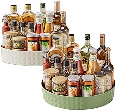 Lazy Susan 2 Pieces Swivel Kitchen Spice Tray, Multifunctional Rotating Kitchen Tray, Rotating Turntable Spice Tray for Kitchen, Swivel Tray Space-Saving