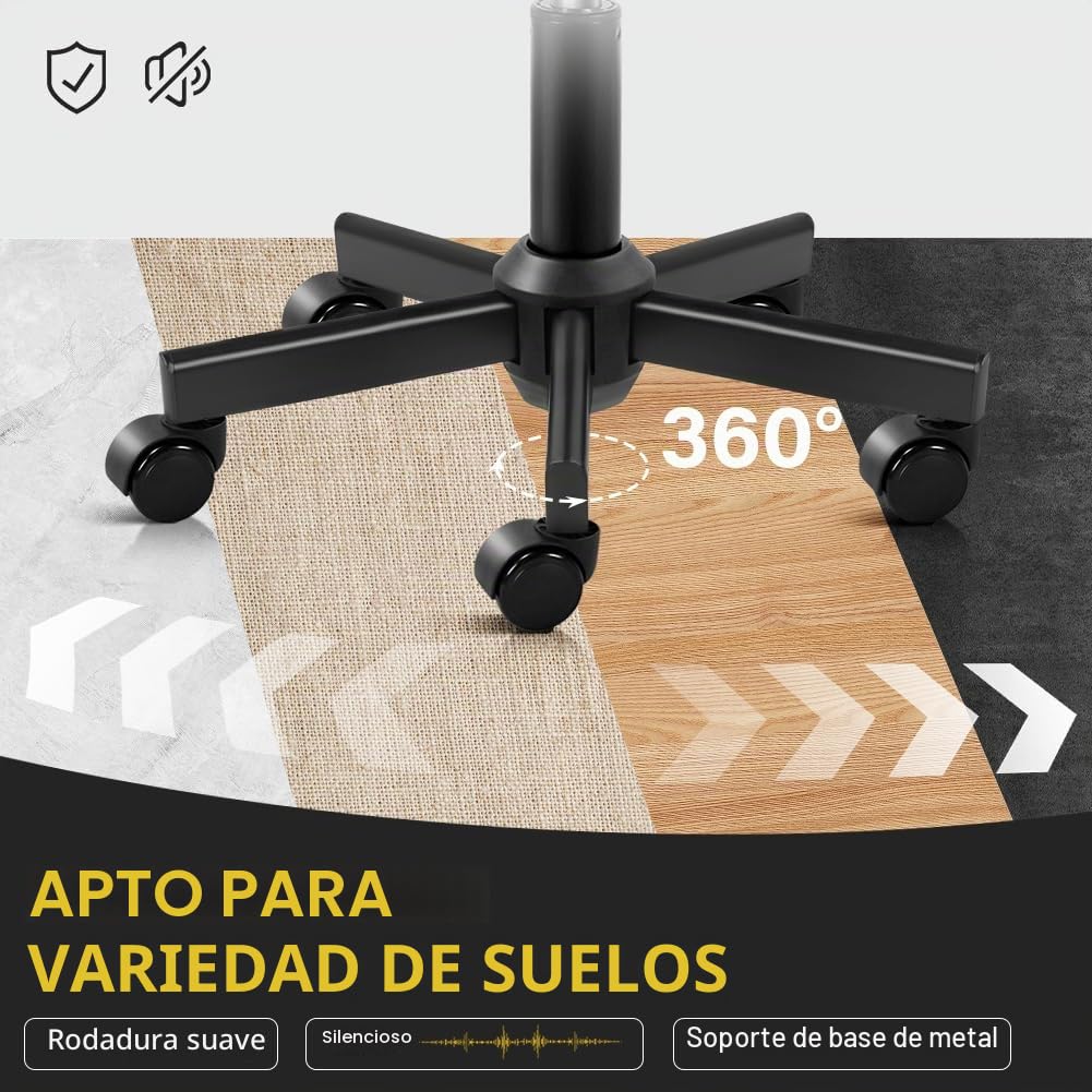 WKWKER Taburete con ruedas con respaldo de altura ajustable, taburete giratorio de 360° con ruedas, asiento cuadrado, taburete de piel sintética para dormitorio, mostrador, tienda, salón, masaje