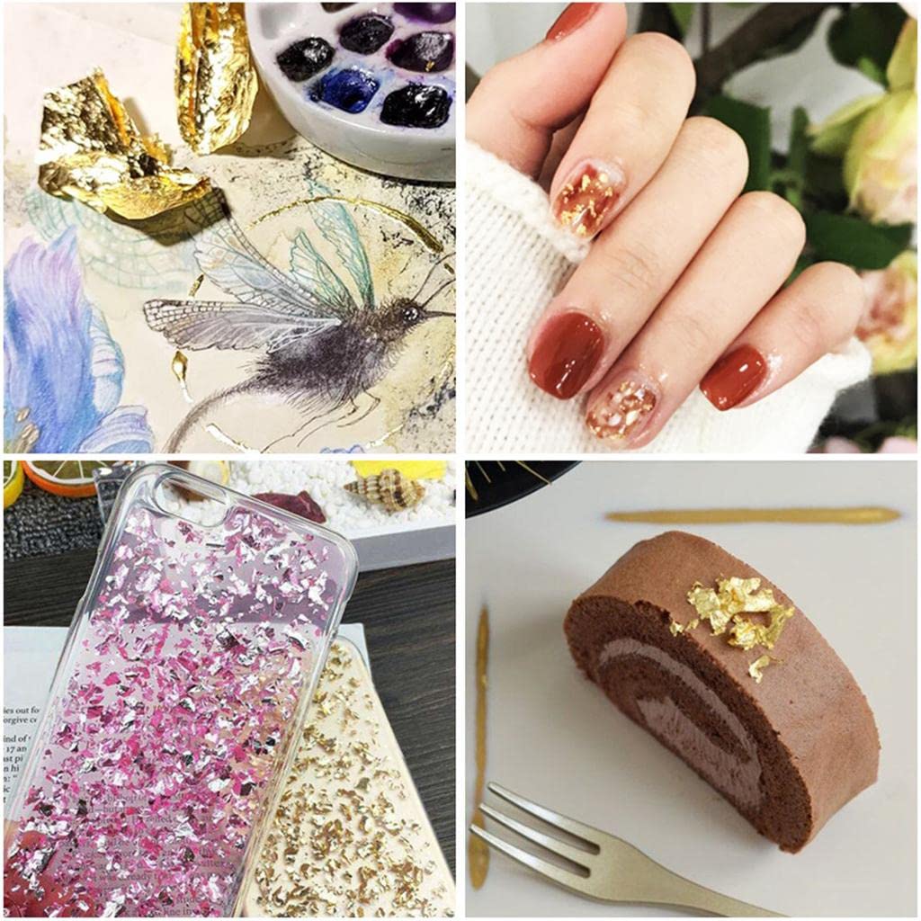 GAH Gold Leaf Flake Huge Beautiful Flakes for Crafts Nail Art 10g Gold-image-13