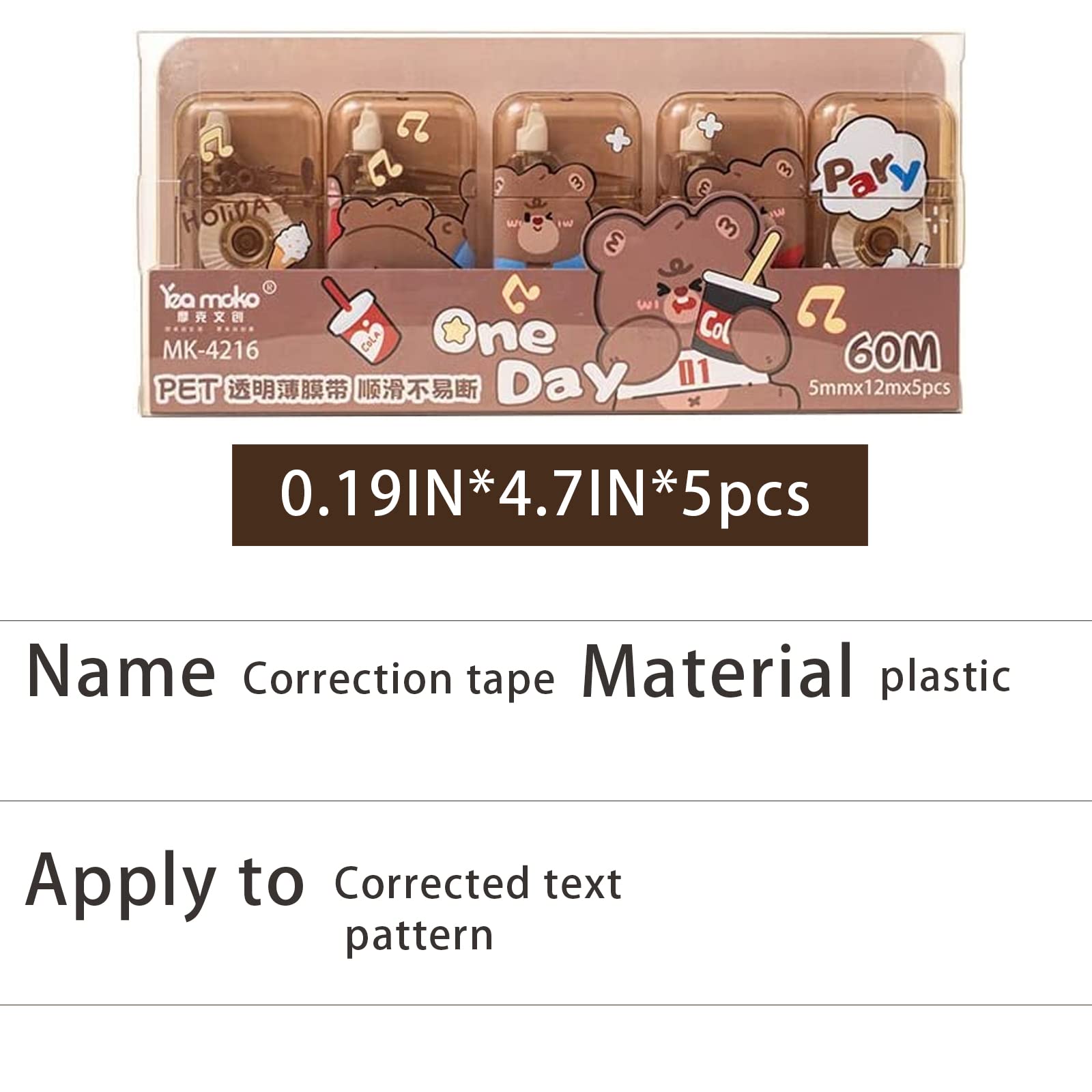 Lot 3 Rubans Correcteurs Patte De Chat – 6 M X 5 Mm, Mignon & Précis Pour Bureau, École, Étudiants – Couleurs Assorties