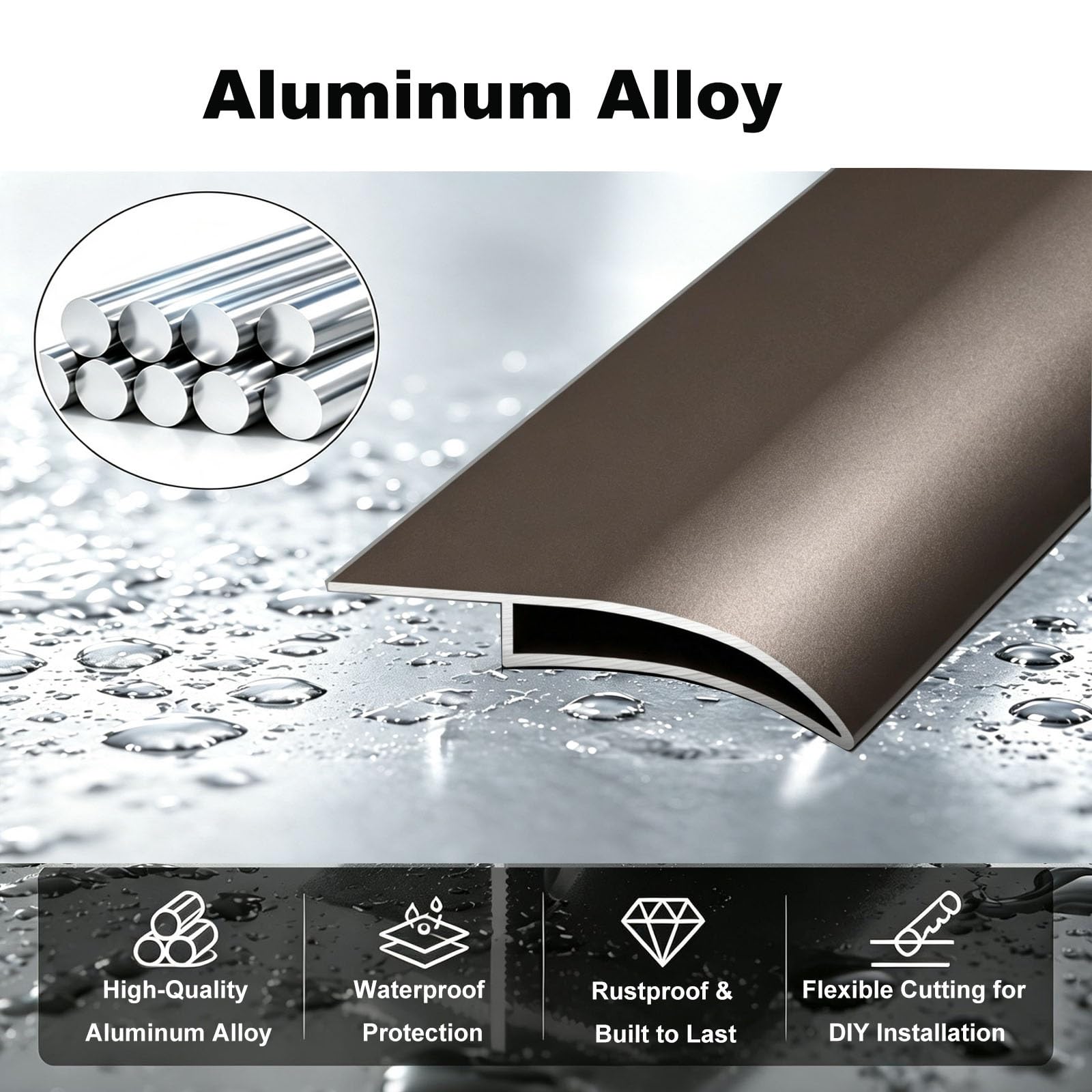 Perfil vierteaguas alu, cortable, largo ajustable 0,5-3m | Perfil desviador de agua de lluvia, impermeable, instalación DIY, aleros, marcos de ventanas(L2.7m (8.9ft))