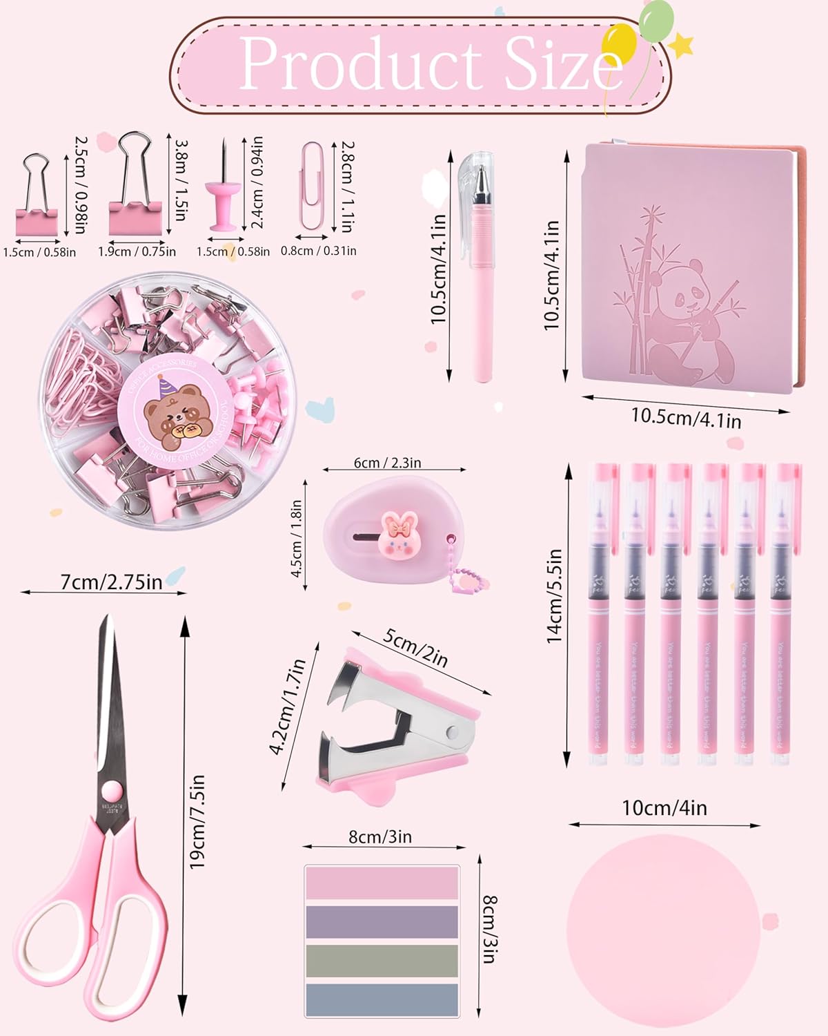 23pc Pink Desk Accessories and Organizers with Mesh Organizer Stapler Tape Dispenser Calculator and a Lot of Office Pink Office Supplies Beautifully Presented in a Gift Box - Image 6