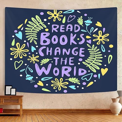 Miniatura 4 de Tapiz para colgar en la pared de libros de lectura, citas que cambian el mundo, decoración de pared inspiradora para estudiantes, niños y niños,