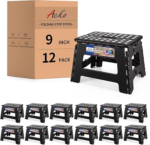 Miniatura 22 de ACKO Taburete plegable – Taburete plegable de alta calidad de 13 pulgadas de altura para niños y adultos, taburete de cocina, jardín, baño, 10