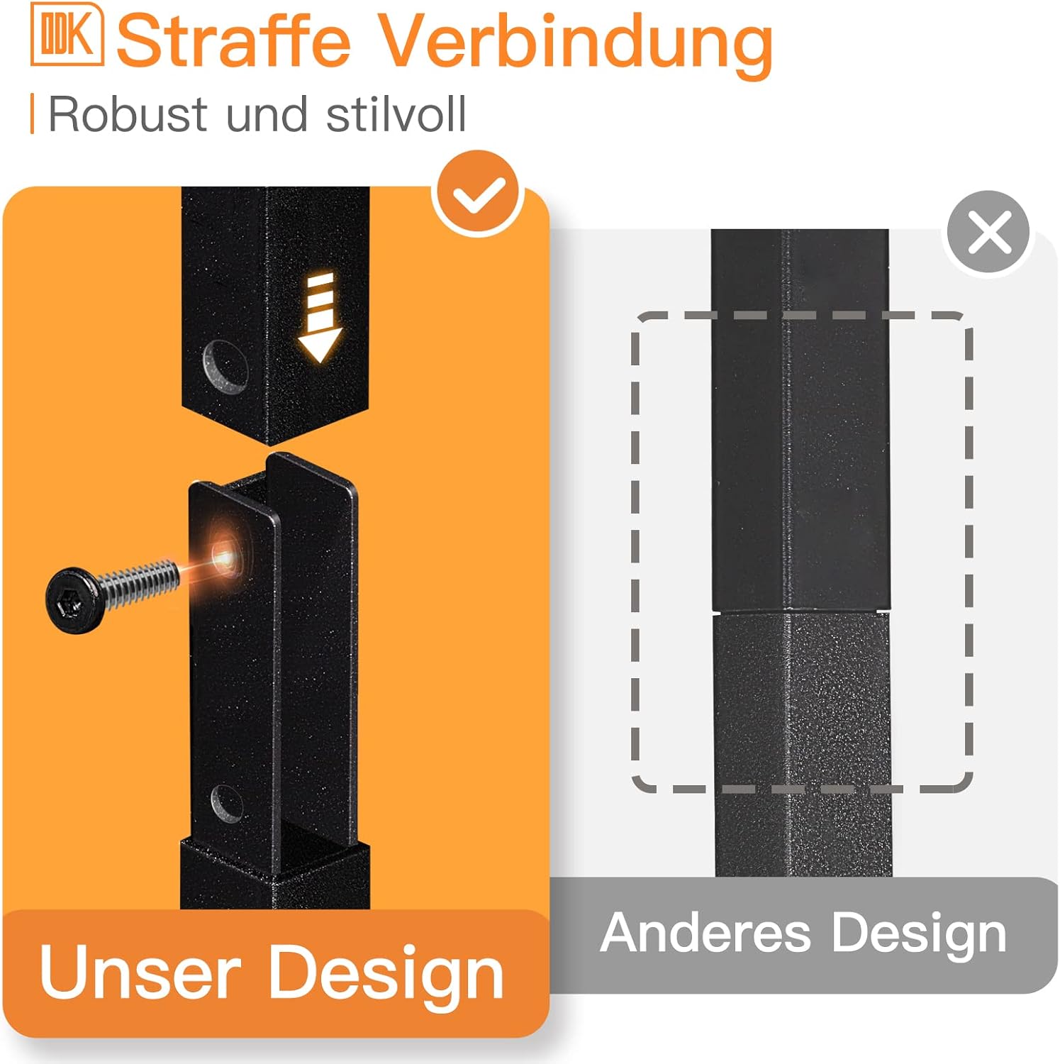 Close-up of a secure metal frame connection with a screw