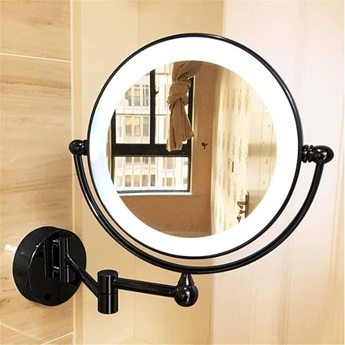 Miniatura 7 de Espejo de maquillaje iluminado de 8 pulgadas, espejo de aumento de doble cara con luz LED, espejo de afeitado extensible para baño montado en la