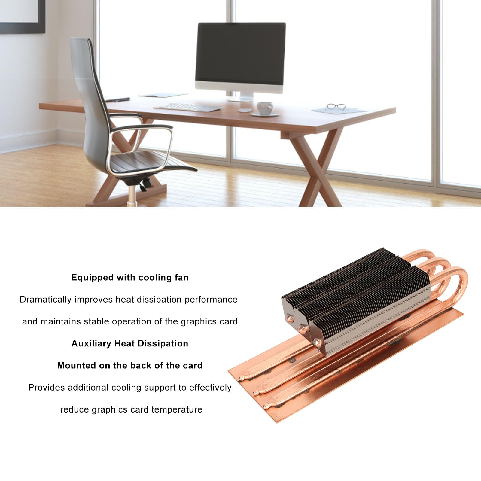 Disipador de Calor de Plano Posterior de Tarjeta Gráfica de Computadora, Disipador de Calor de Cobre Puro RTX3090 3060 3080 Radiador Auxiliar de Tarjeta Gráfica, 200 MmX80 MmX50 Mm