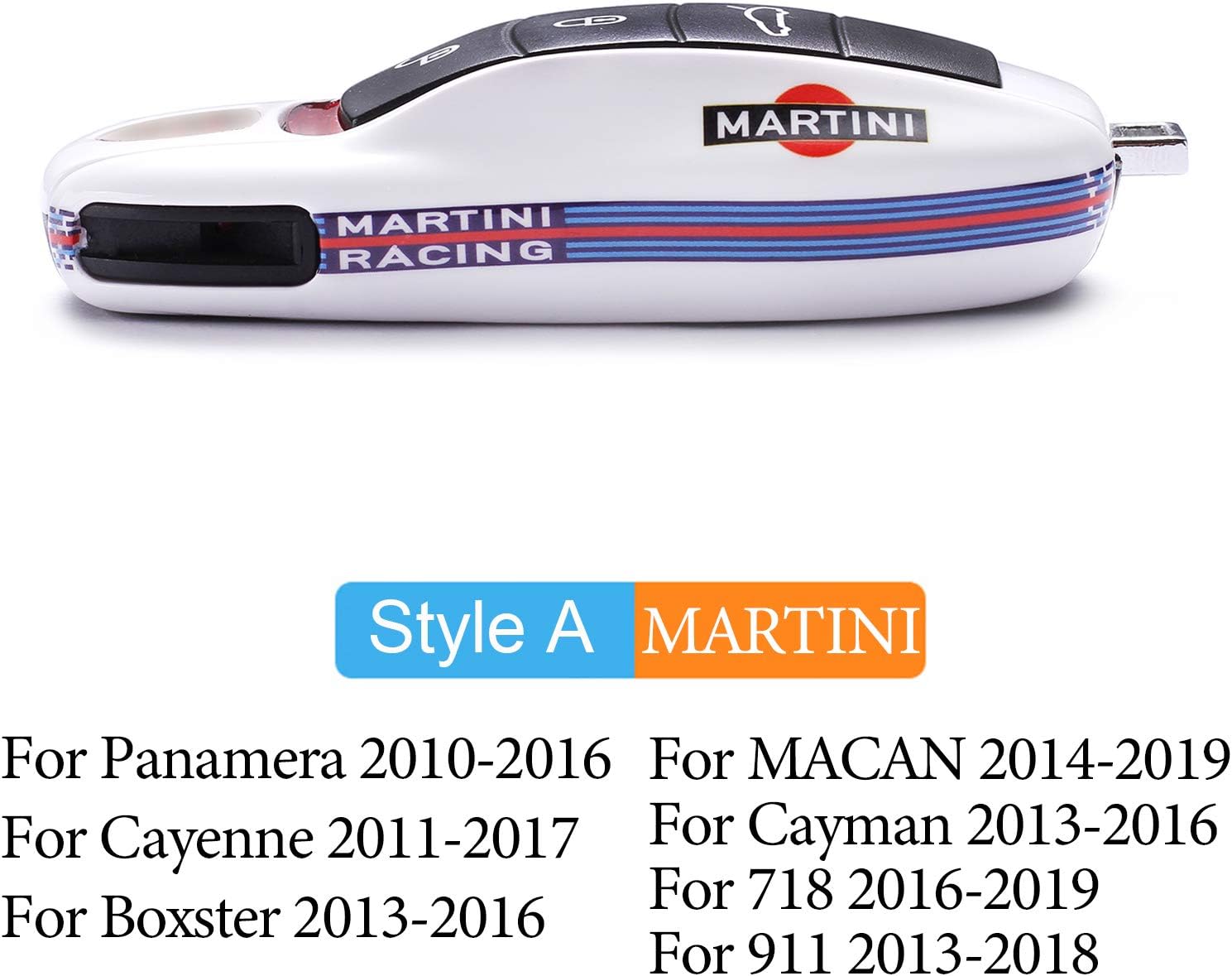 Car Key Case Keyshell Covers for Porsche Panamera,Cayenne,Macan,Boxster,Cayman,718,911 (Martini, Style A) - Image 2
