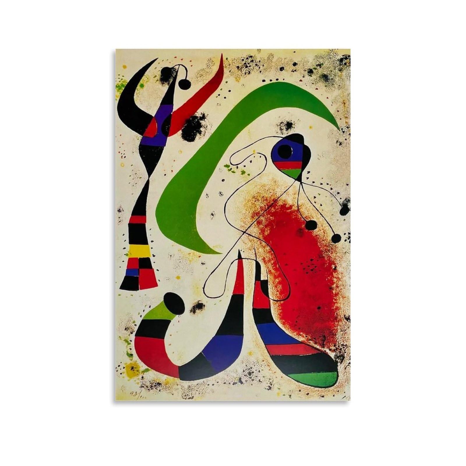 Xuxuecc Unframe Joan Miro Wall Art Prints Paintings Poster La Nuit Art Print Wall Photo Paint Hanging Picture Family Bedroom Decor Gift 24X36inch(60X90cm)