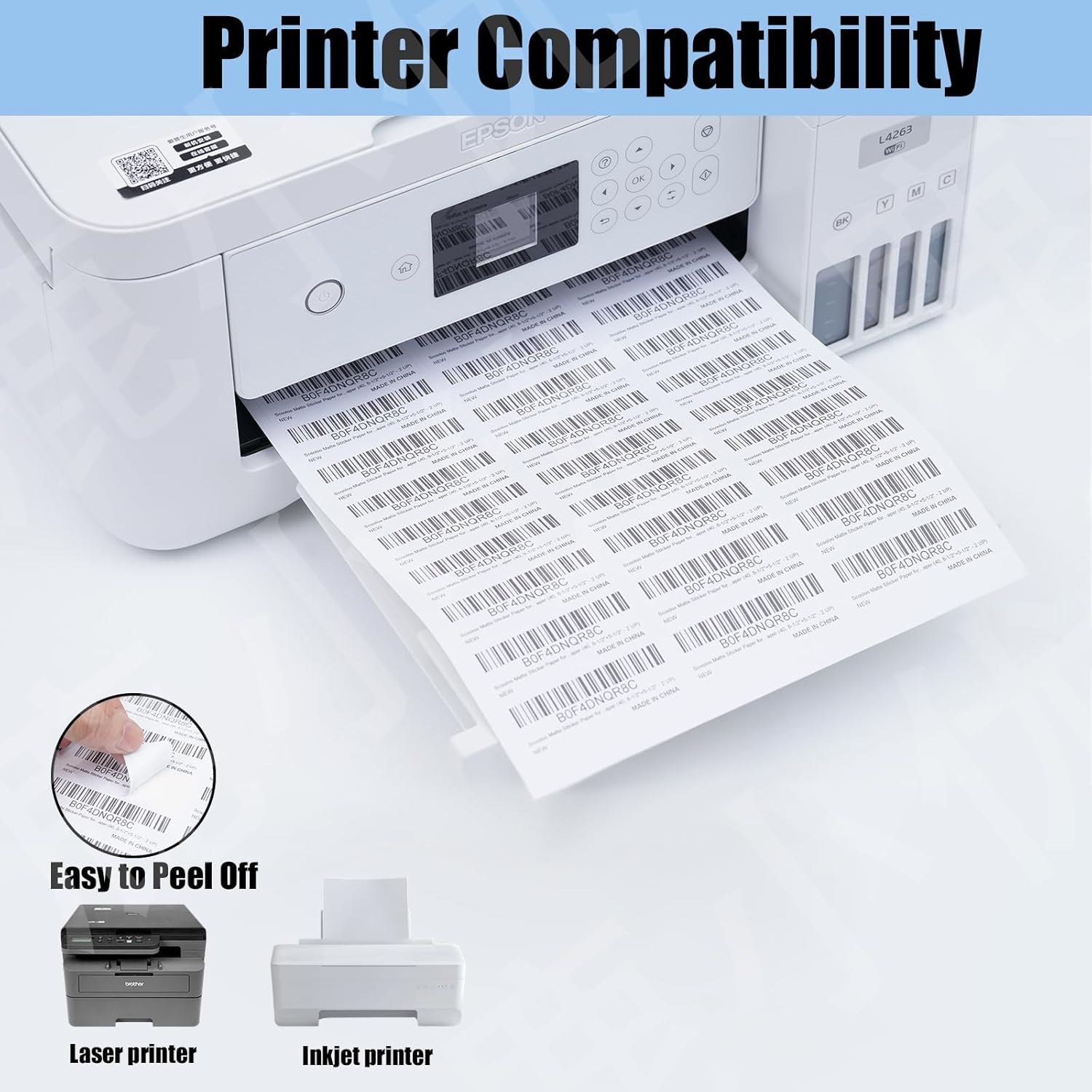 Matte Sticker Paper for Laser/Inkjet Printers - 8.5x11 Inches Letter Size, Full Sheet Labels with Universal Compatibility, Printable Adhesive Paper (40, 8-1/2"×5-1/2" - 2 UP) - Image 7