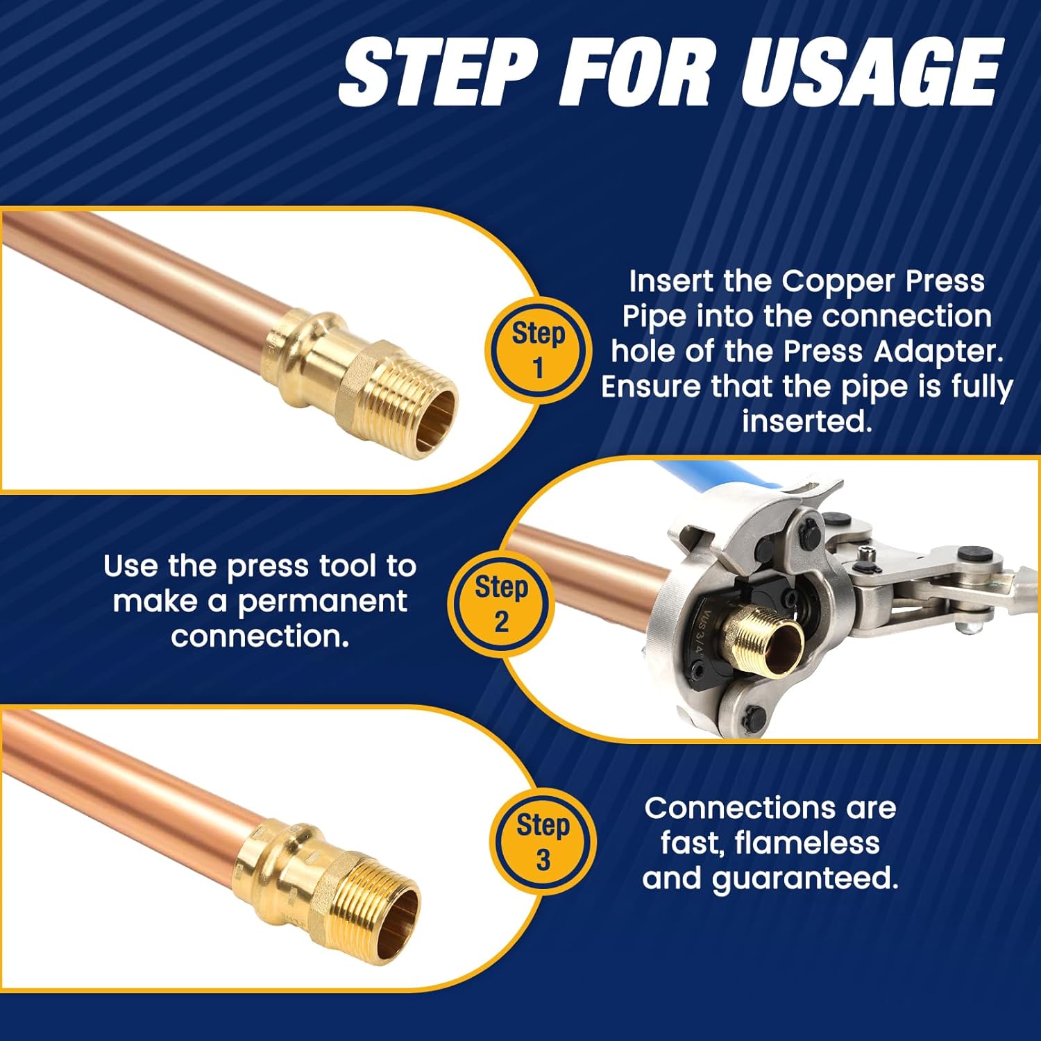 10PCS 1/2 inch Propress x 1/2 inch NPT Male Adapter Pressure Copper Fitting ProPress Connect to Male NPT Pipe Lead-Free