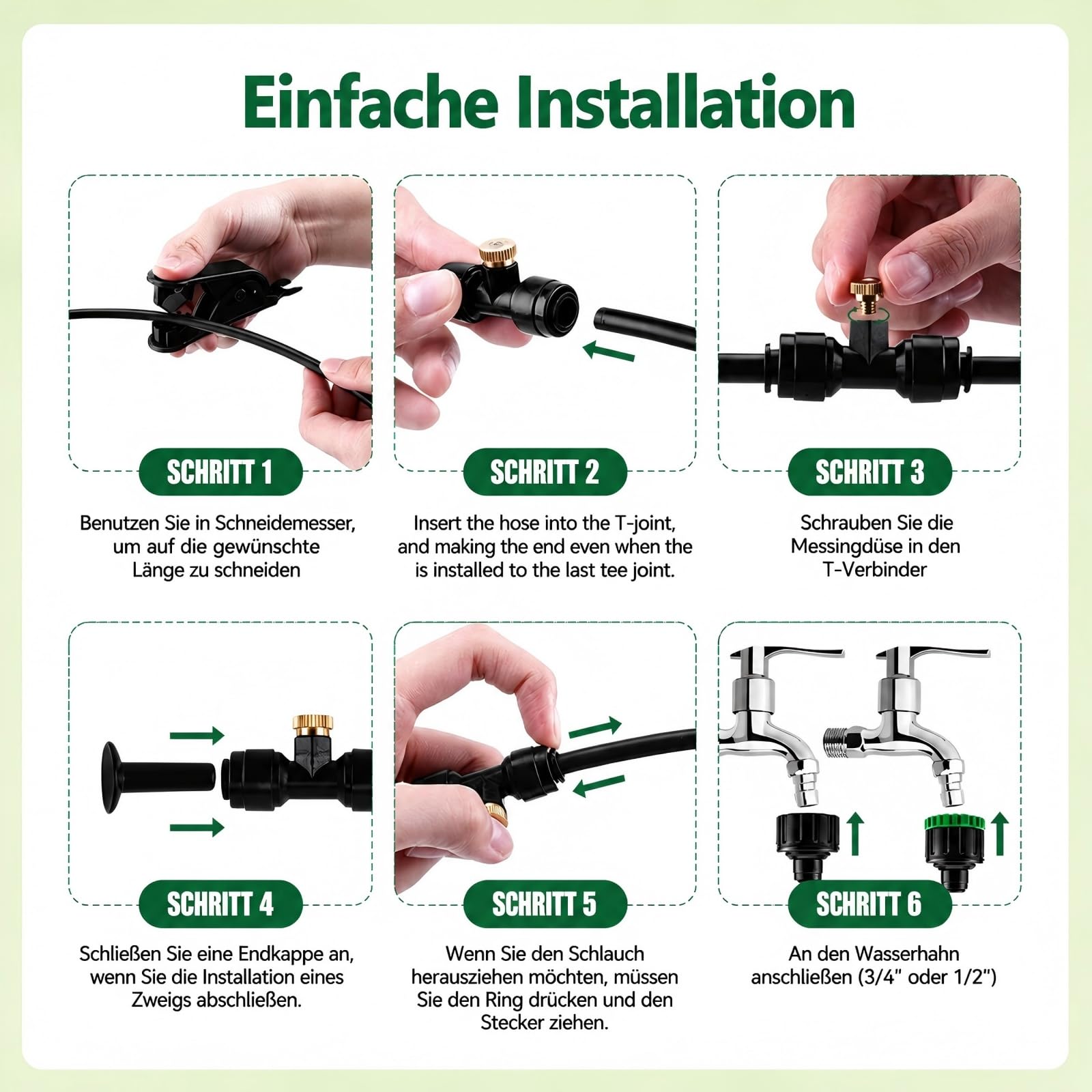 20M Bewässerungssystem Set DIY Garten Bewässerung Kit PE-Schlauch Verstellbares Gartenbewässerung Misting Kühlsystem für Pflanzen Garten, Rasen, Gewächshaus Außenbereich