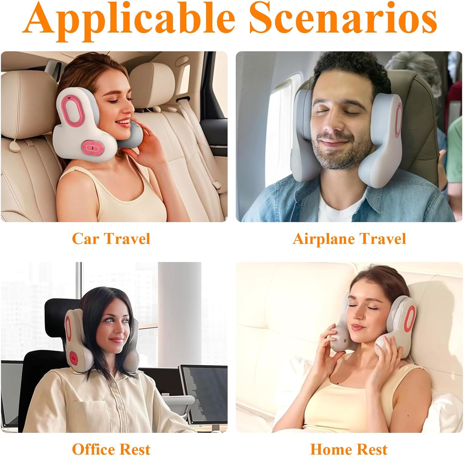 Travel Neck Pillow with Bluetooth Noise Canceling Headset, U Shape Memory Foam Airplane Pillows for Head Support, Heating Traveling Music Pillows for Home Flight Car