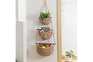 OMERAI Jute Wall Hanging Fruit Basket