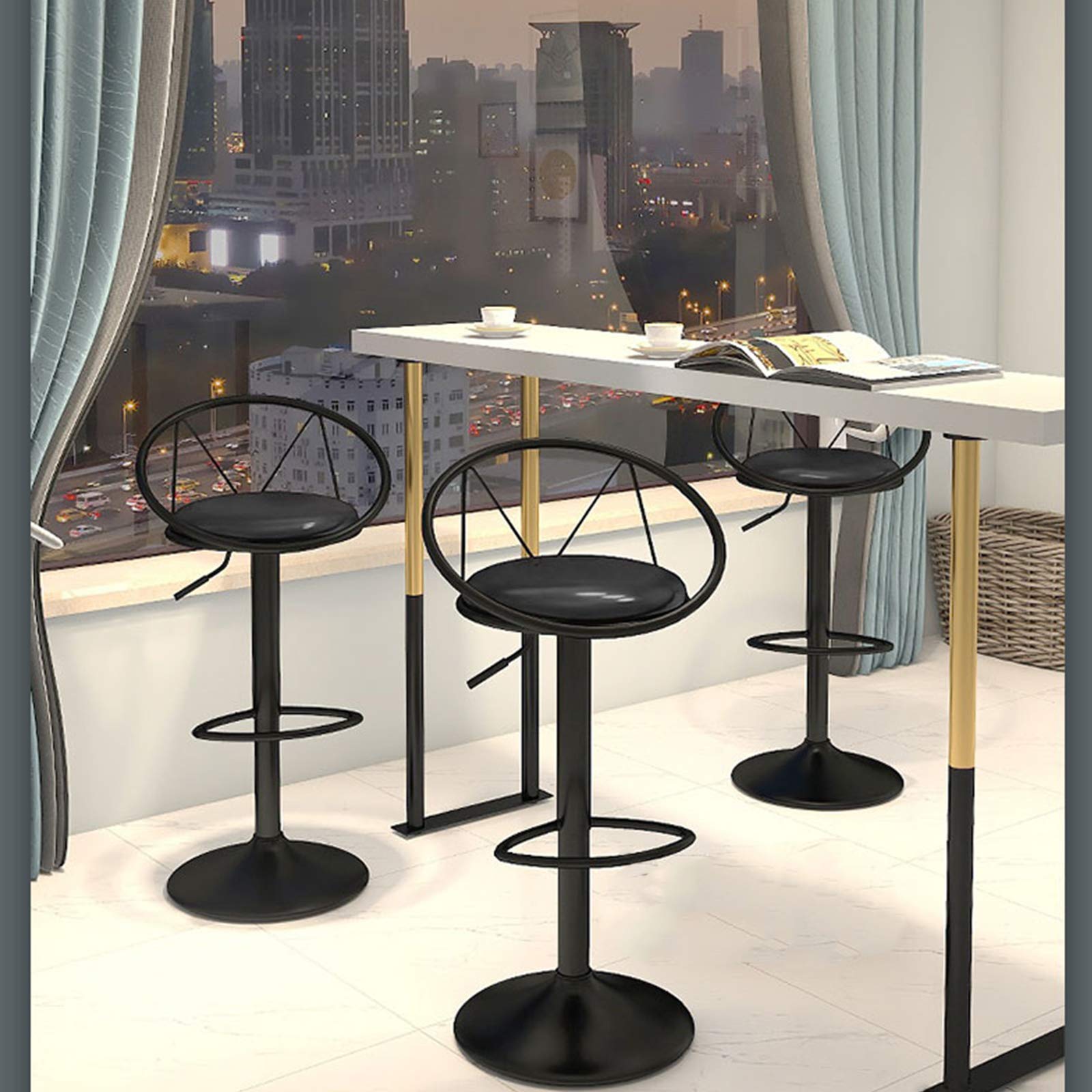 Sgabello da Bar Girevole Regolabile in Altezza,Schienale Alto,Sgabello da Bar Moderno E Semplice,Adatto per Soggiorno Bar,Portata 140kg,Sono Disponibili più Modelli