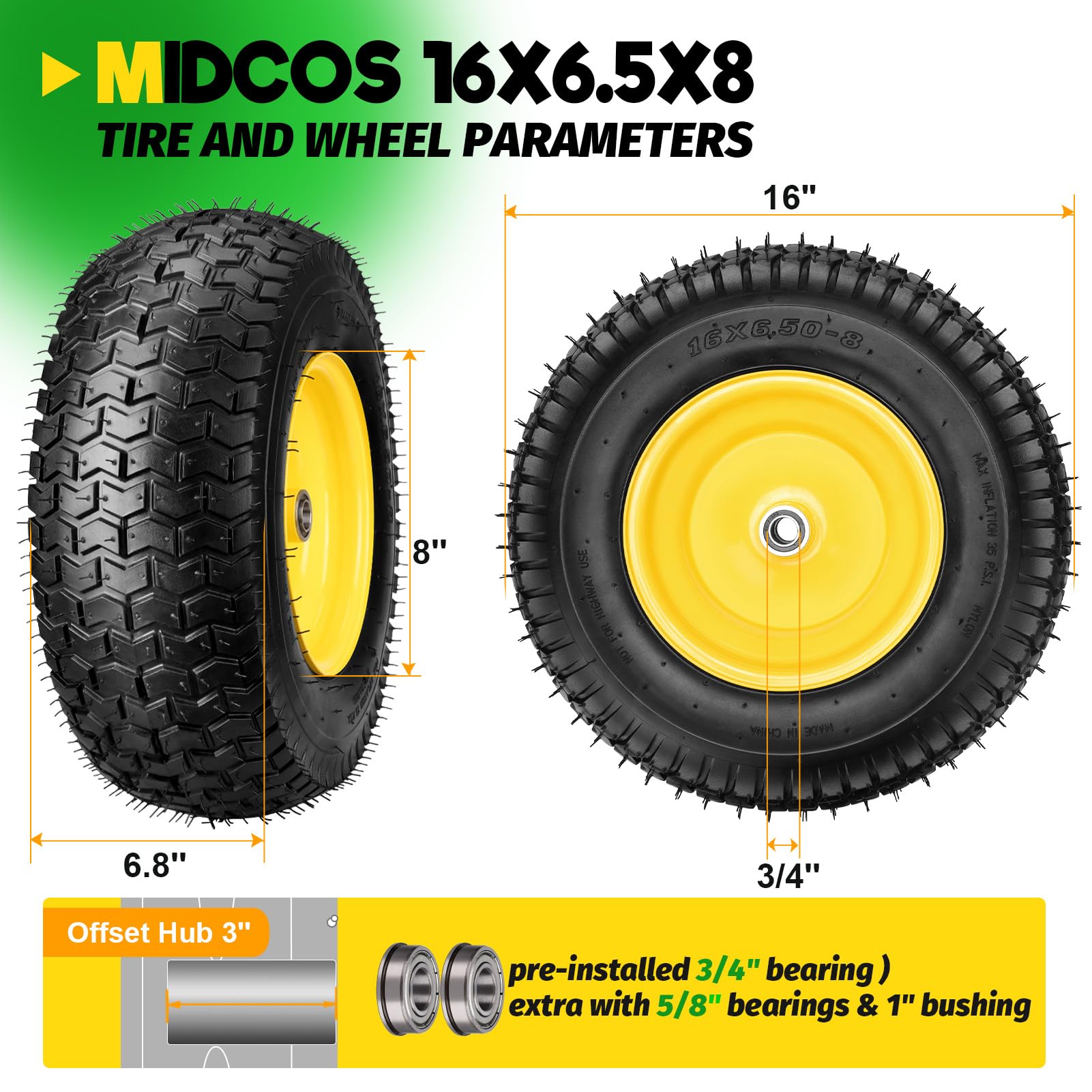 SHUANGYI 16×6.50-8 ホイール付き SHUANGYI 16×6.50-8 ホイール付き SHUANGYI 16×6.50-8 ホイール付き