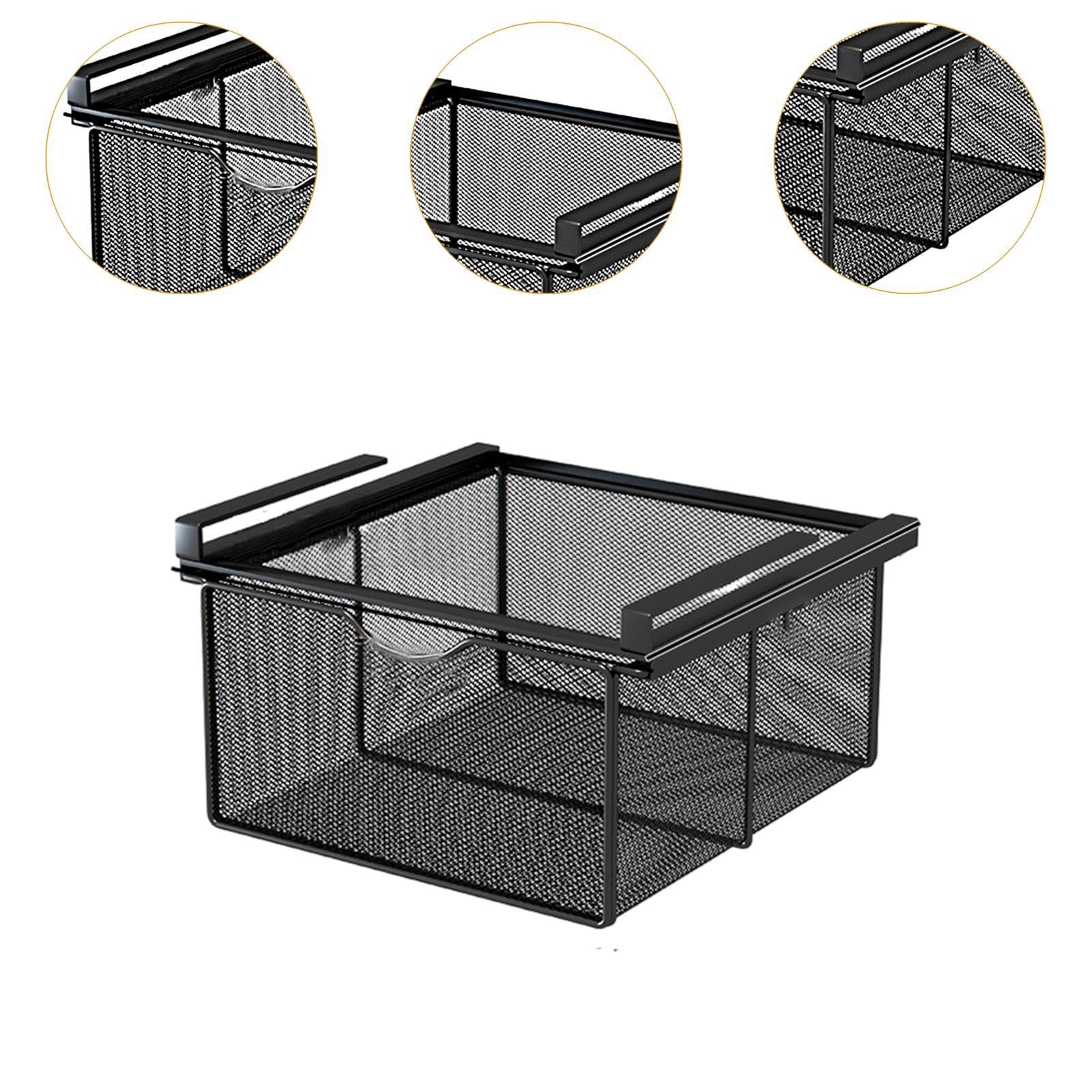 Colcolo Cestello Estraibile per cassetto sospeso, cestello portaoggetti Estraibile sotto ripiano, Organizer portaoggetti sotto Mobile per Camera da Letto, Neroxl