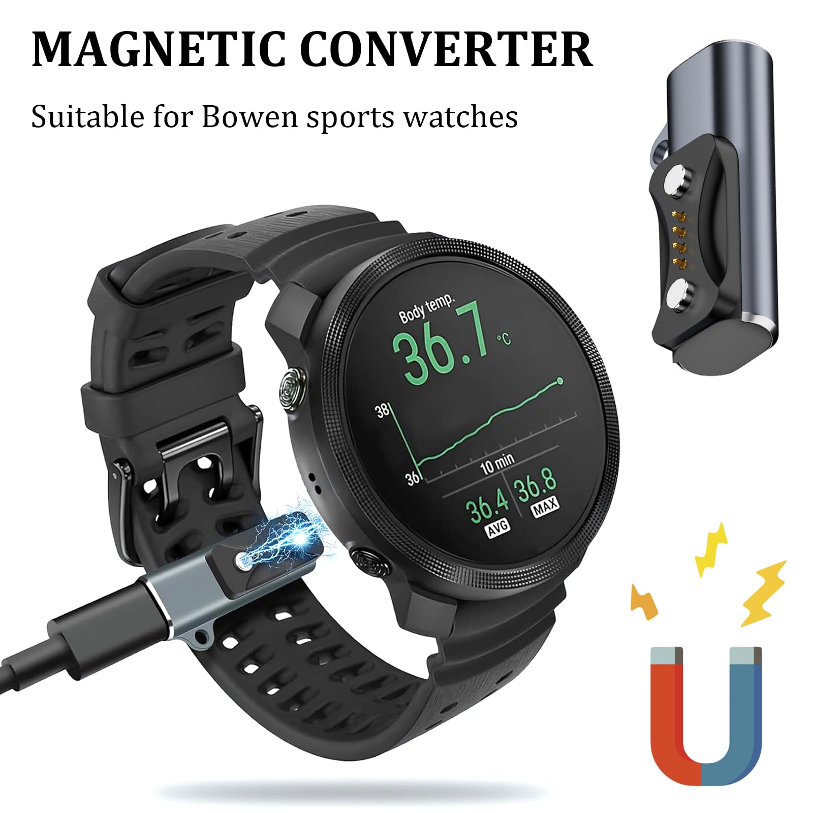 Adattatore Di Ricarica USB-C Per Polar Vantage M3/V3, Ignite 3, Pacer/Pacer Pro, Grit X2 Pro – Magnetico Portatile, Set 2 Pezzi