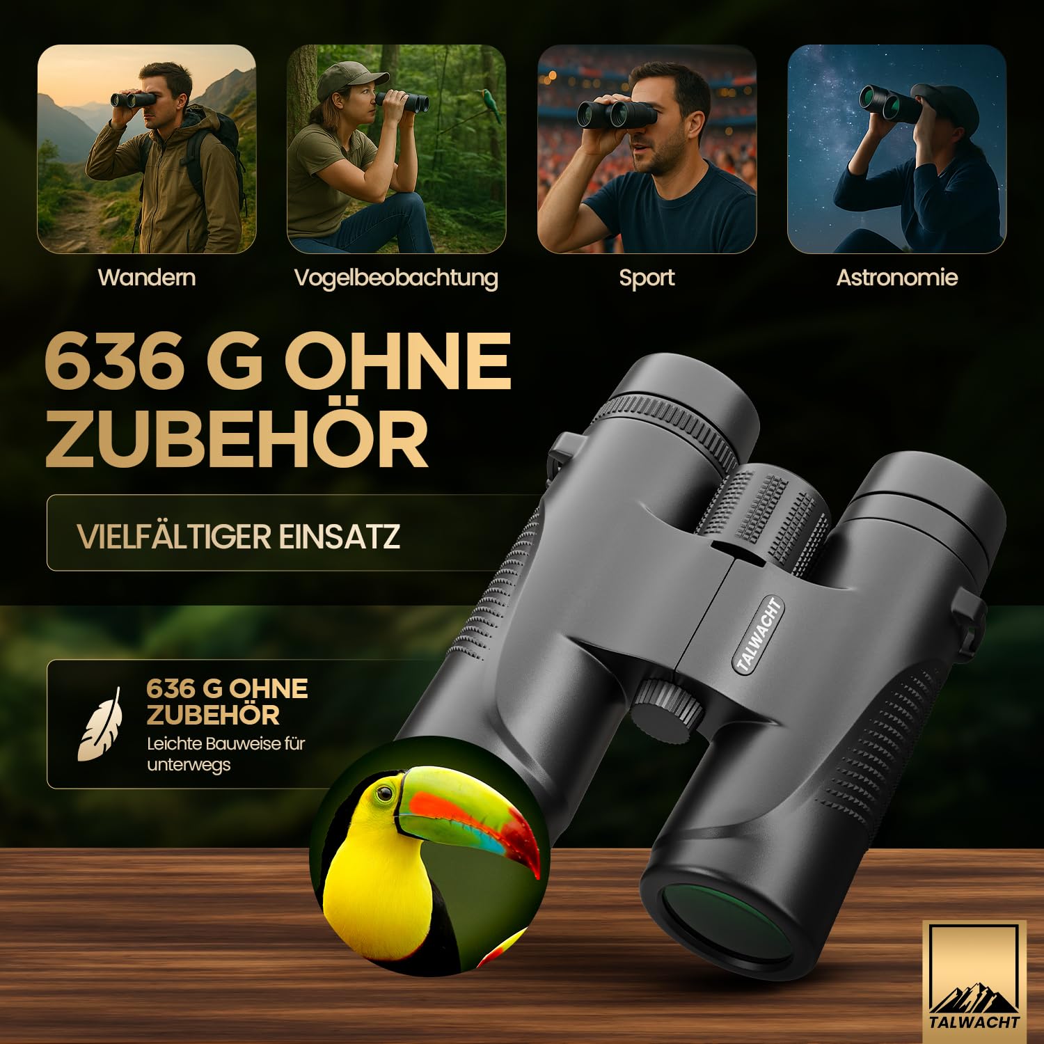 Fernglas 10x42 für Erwachsene – HD BAK4 Prisma, FMC Mehrschichtvergütung, Wasserdicht IPX7 & Beschlagfrei, Weitwinkel Fernglas für Vogelbeobachtung, Wandern, Reisen, Safari & Outdoor