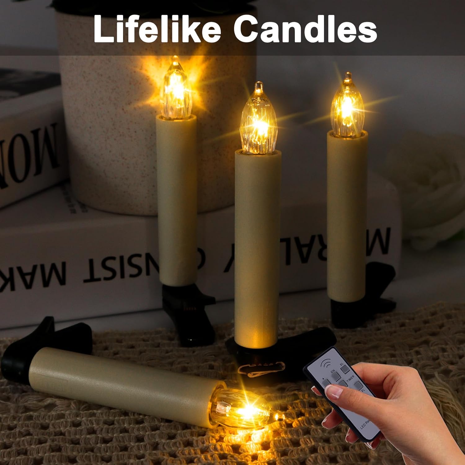 30 PCS Flickering Christmas Tree Candle Lights, Clip on Candles for Christmas Tree Battery Operated with Remote Timer, Flameless LED Window Candles for Home Christmas Party Decoration