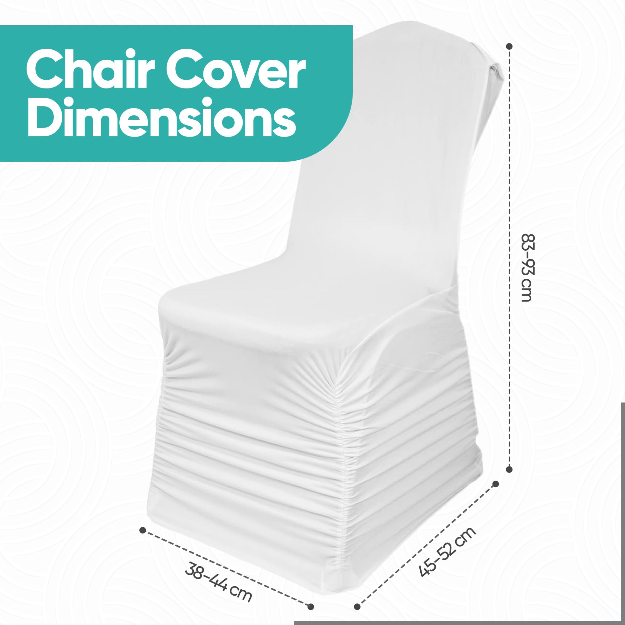Trimming Shop Boda Spandex Silla Fundas con Botín Espalda Ondulado Fundas de Asiento para Bodas,Conferencias,Eventos - Blanco, 100