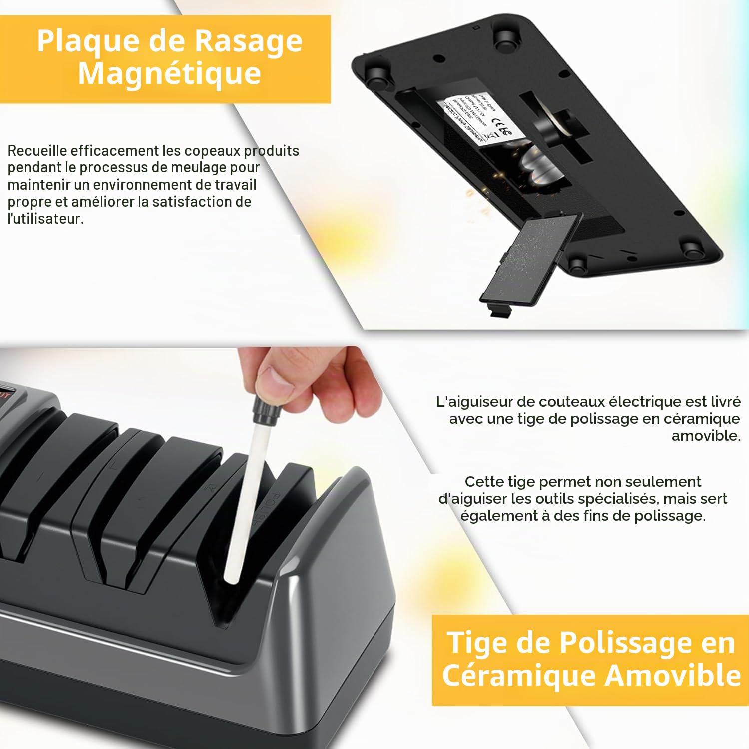 Aiguiseur de couteaux électrique avec écran LCD, 3 vitesses réglables, eguiseur de couteau professionnel pour couteaux droits, dentelés et en céramique et ciseaux