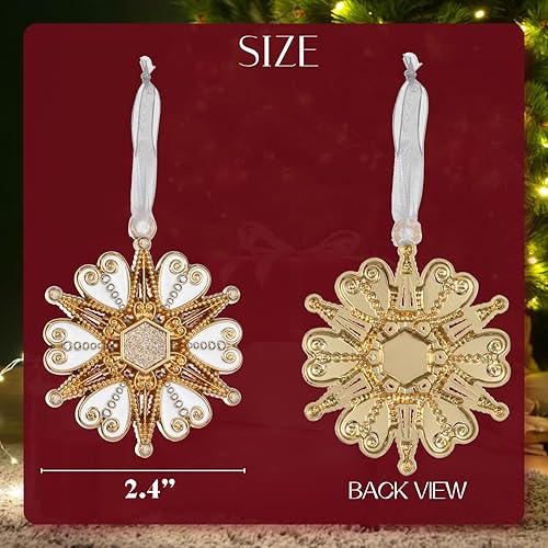 Miniatura 9 de Adorno de árbol de Navidad de metal plateado colgante giratorio diseño colgante festivo colgante decorativo regalo recuerdo (combo de marco de foto