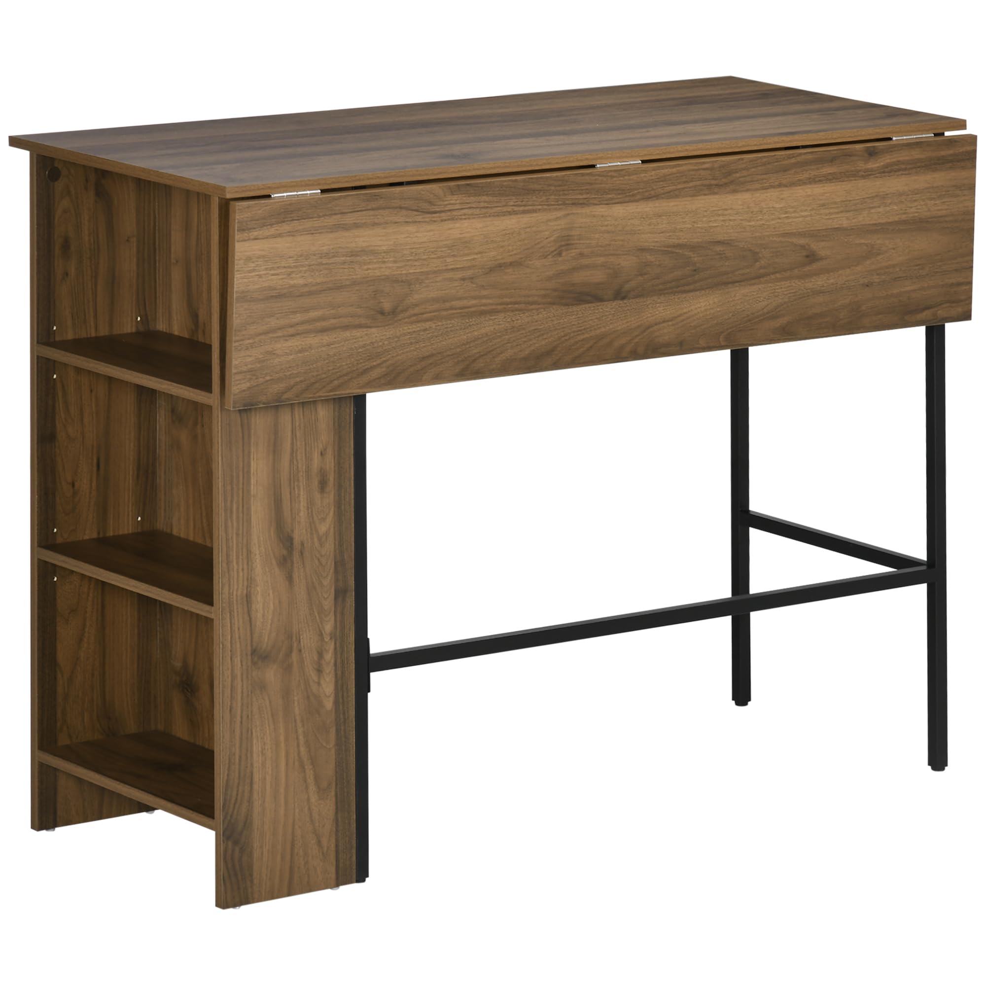 HOMCOM Mesa de Bar Extensible Mesa Alta de Bistró 120x76x91,4 cm Marrón