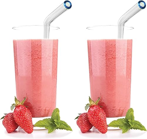 Better Houseware Pajitas de vidrio reutilizables extra anchas de 0.394 in (juego de 5 + cepillo de limpieza) (paquete de 2)