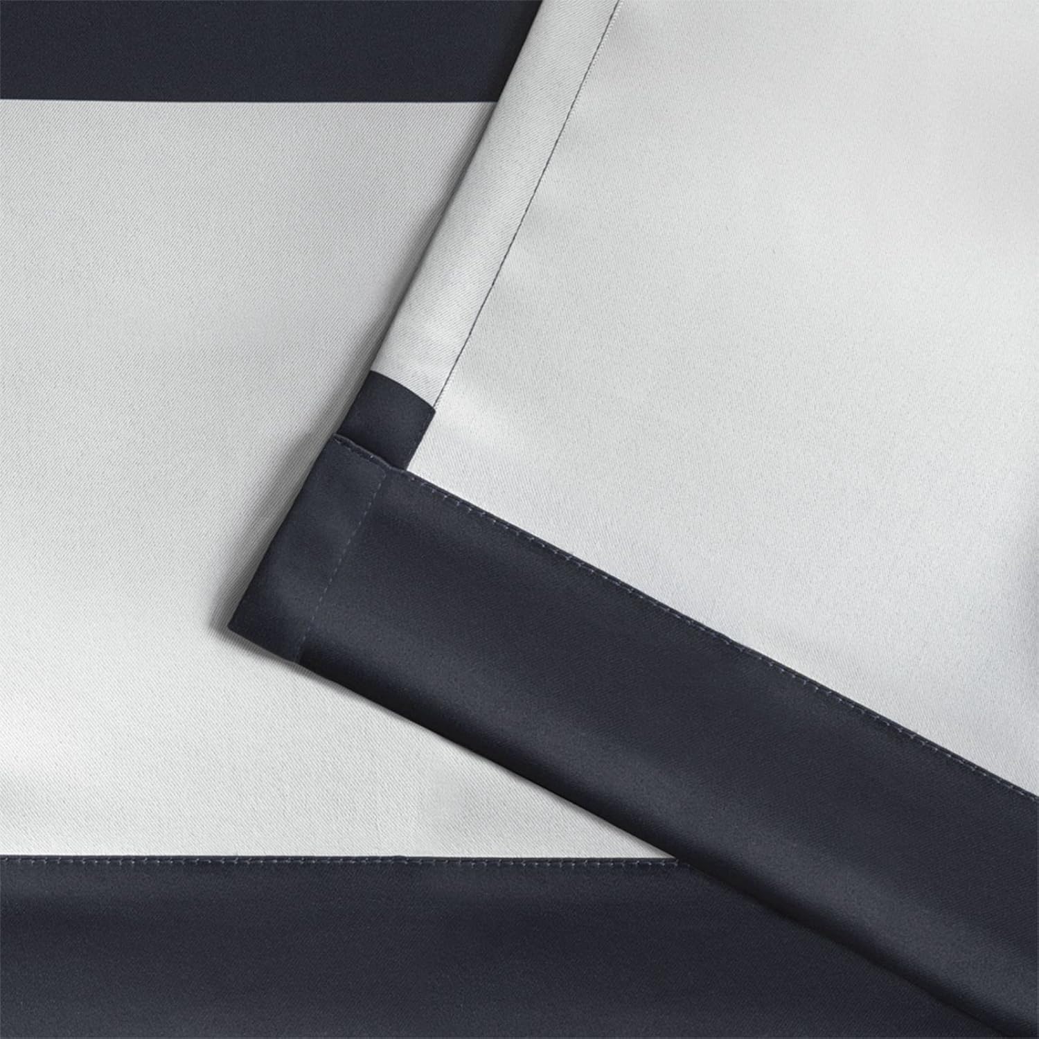 EXCLUSIVE HOME Sateen Rugby Striped Kids Twill Woven Room Darkening Blackout Grommet Top Curtain Panel Pair, 52"x84", Navy