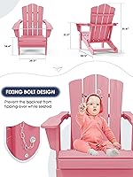 Vista 212 de KINGYES - Silla Adirondack plegable, sillas de patio de polietileno de alta densidad para todo tipo de clima, silla de césped con textura de madera