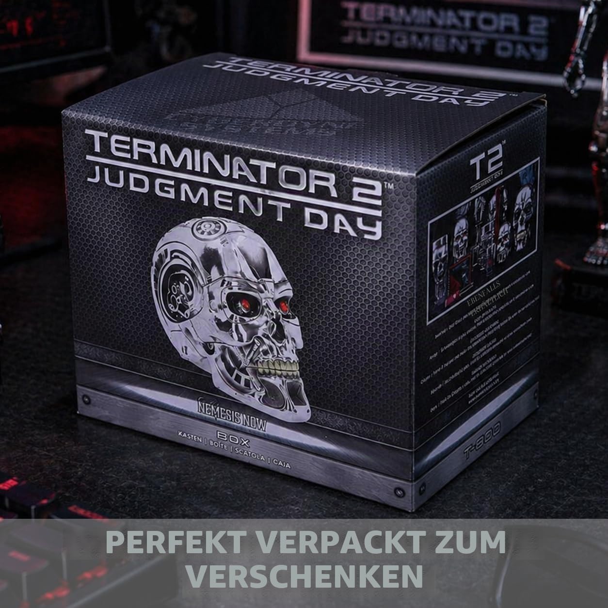 Nemesis Now, T-Terminator-Box, 18 cm, Silber, Kunstharz, Einheitsgröße