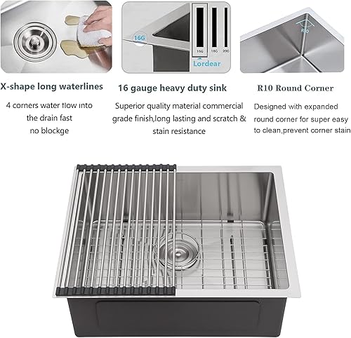 Miniatura 4 de LORDEAR - Fregadero de cocina de acero inoxidable para montaje debajo de la cubierta.