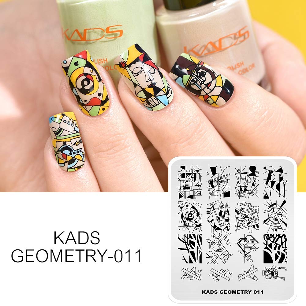 Amazon | KADS ネイルスタンププレート 4枚セット 幾何学模様 ネイル