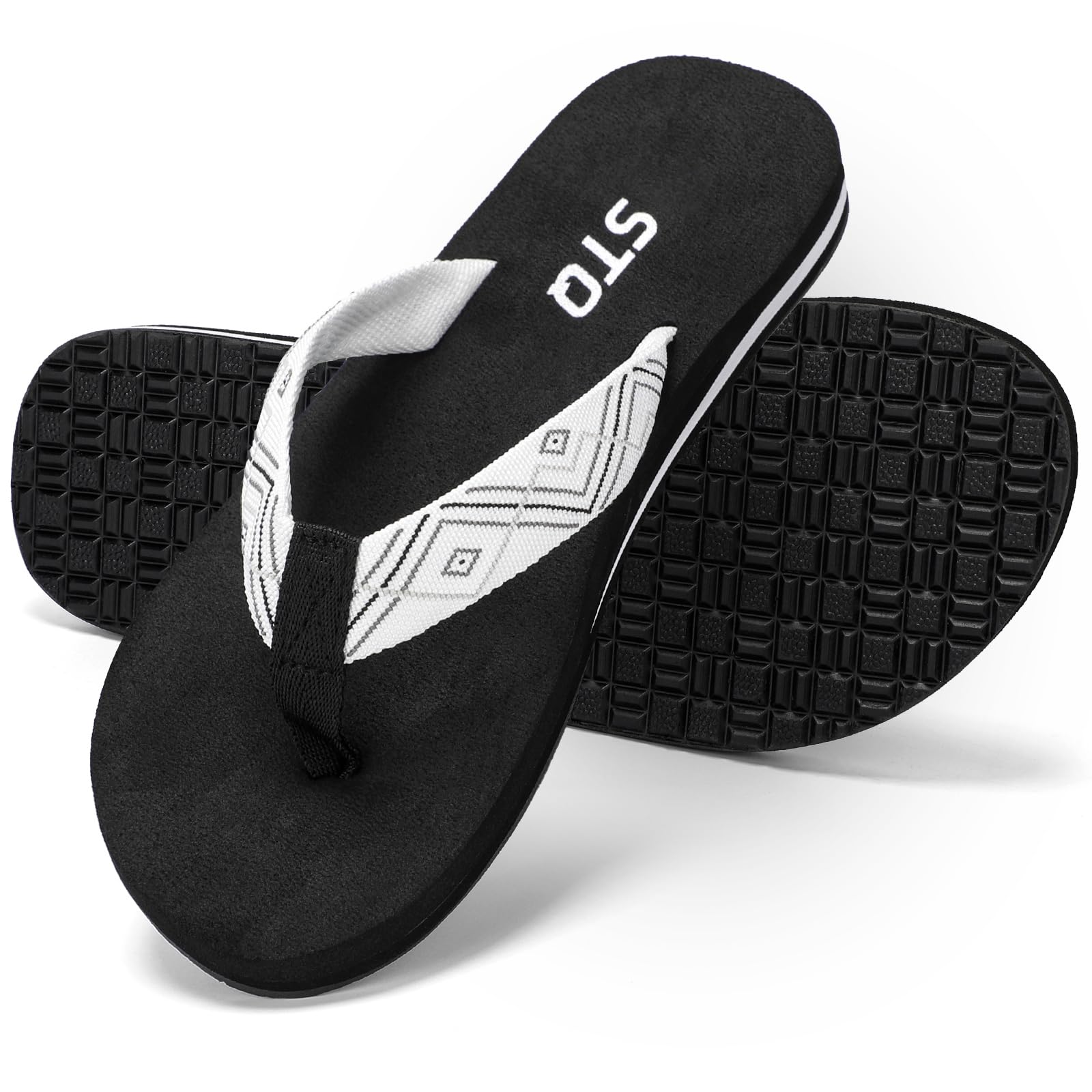 STQ Womens Arch Support Flip Flops Thong Sandals | Yoga Mat Sole,Quick Dry ,Beach Shower Pool Vacation