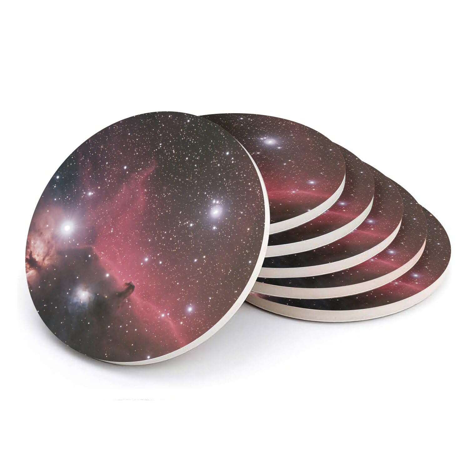 Sous verre ronds en céramique Nébuleuse Tête de Cheval le cadeau astronomie idéal en lot de 6